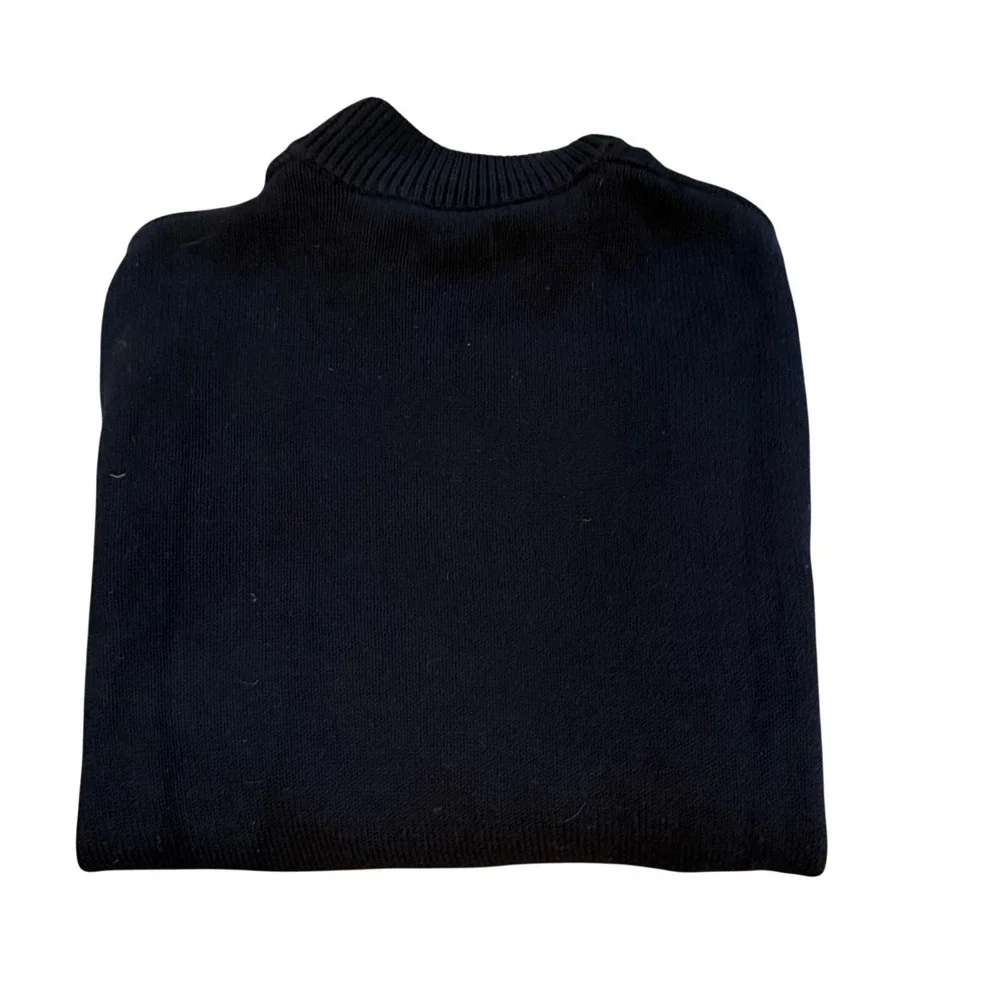 Chaps Navy Blue Fair Isle Snowflake Knit Quarter Zip Sweater‎ Men's XL